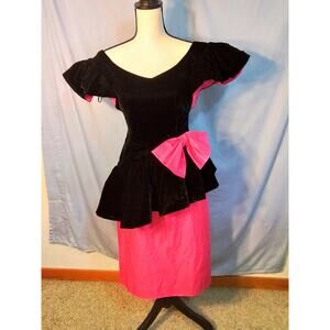 Black velvet and Pink party dress